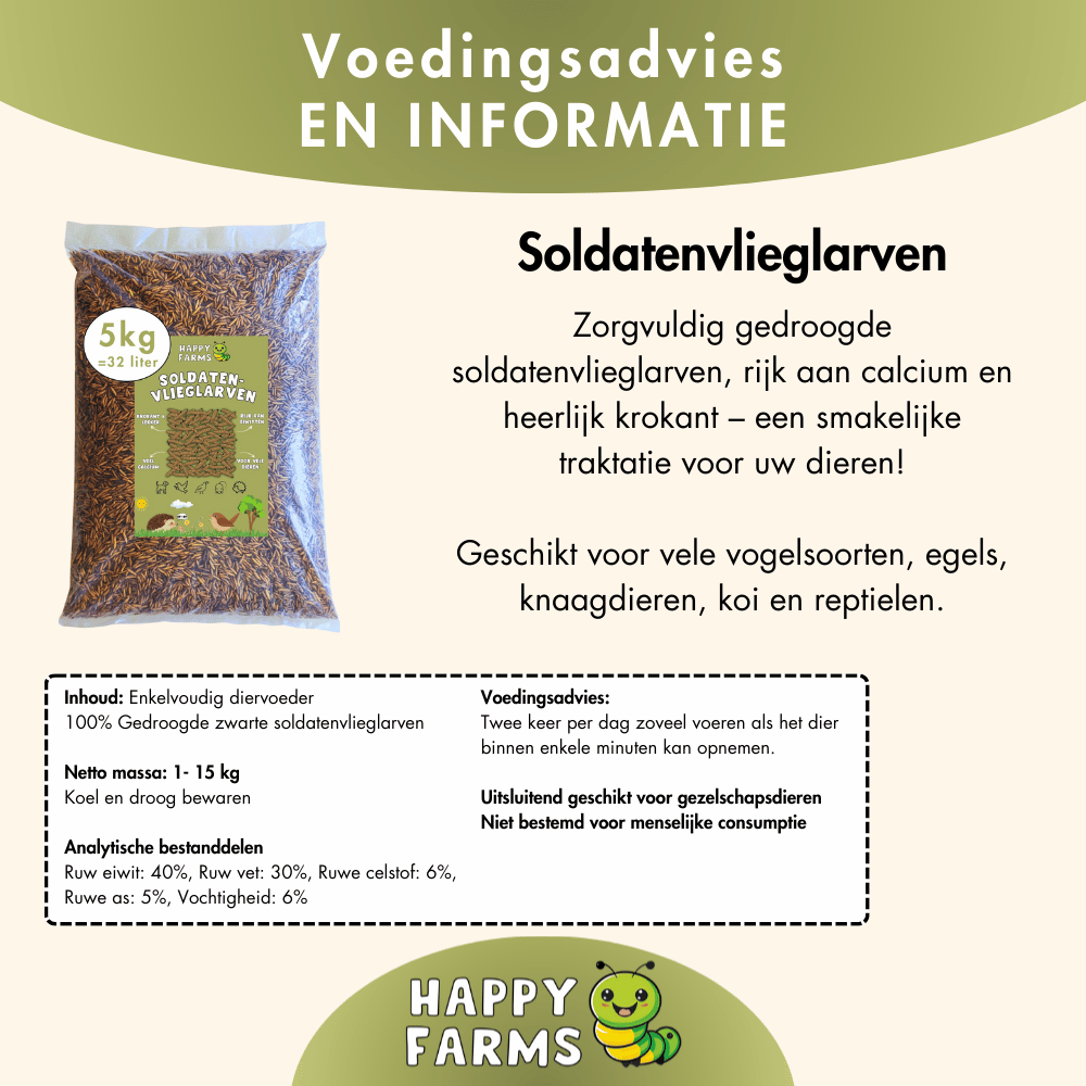 Gedroogde soldatenvlieglarven