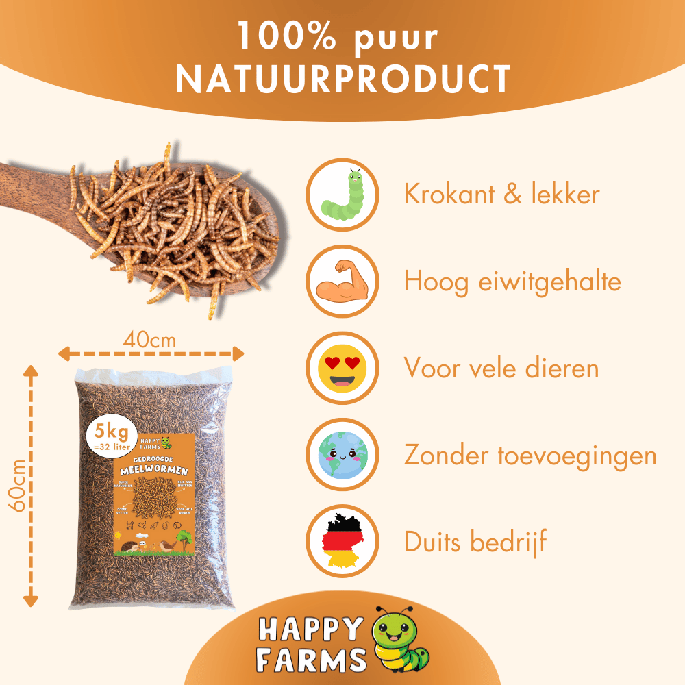 Gedroogde meelwormen 1 kg & 5 kg – eiwitrijk insectenvoer