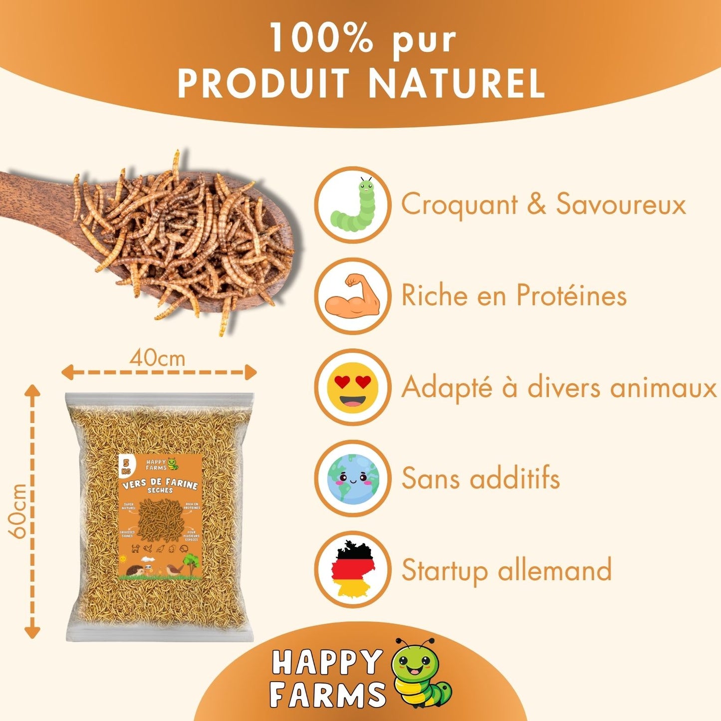 Vers de farine séchés 5 kg – nourriture riche en protéines pour oiseaux & hérissons