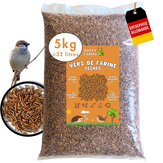 Vers de farine séchés à acheter – aliment naturel de qualité pour oiseaux & hérissons – Happy Farms